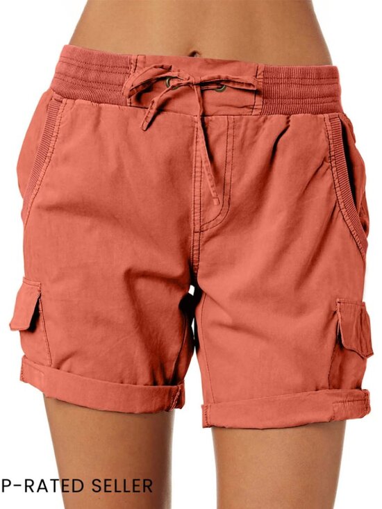 Pants - High Waist Cargo Shorts Relaxed Fit Cotton Casual Outdoor Hiking Summer